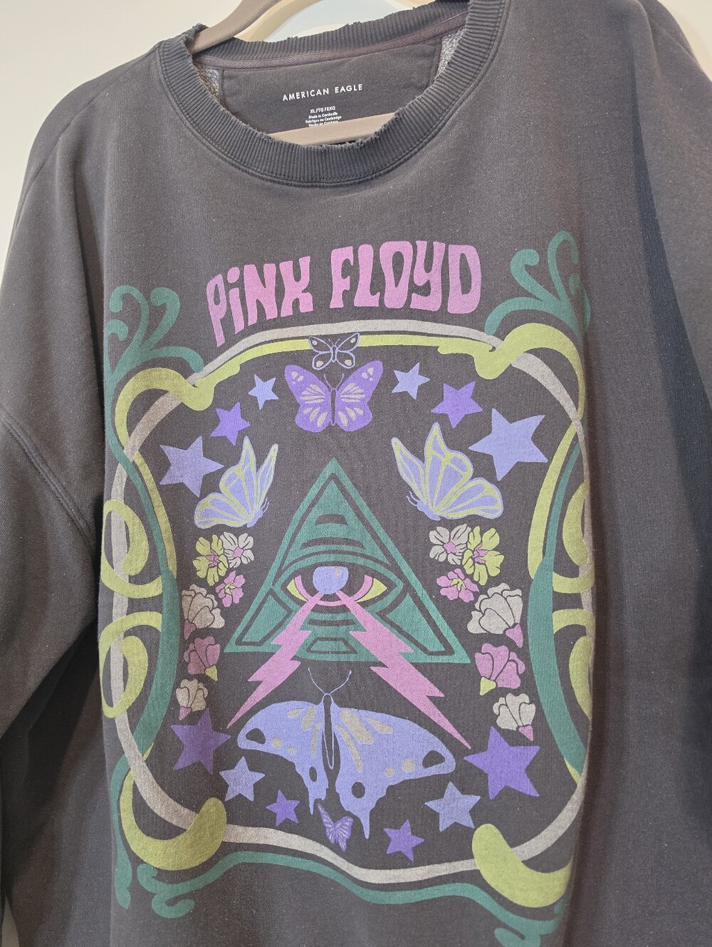 American Eagle Lightly Distressed Pink Floyd Sweatshirt Gray Graphic Size XL - Picture 5 of 10
